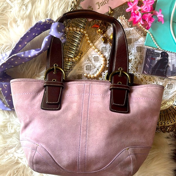 Vintage Y2K Coach Purple Tote Bag Soho Lavender Rare Suede Midi Shoulder 2005 - Picture 1 of 17